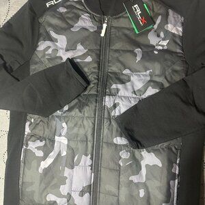 RALPH LAUREN RLX GOLF FULL ZIP. BLACK GRAY'S CAMO WOOL JACKET SIZE M MEN $278